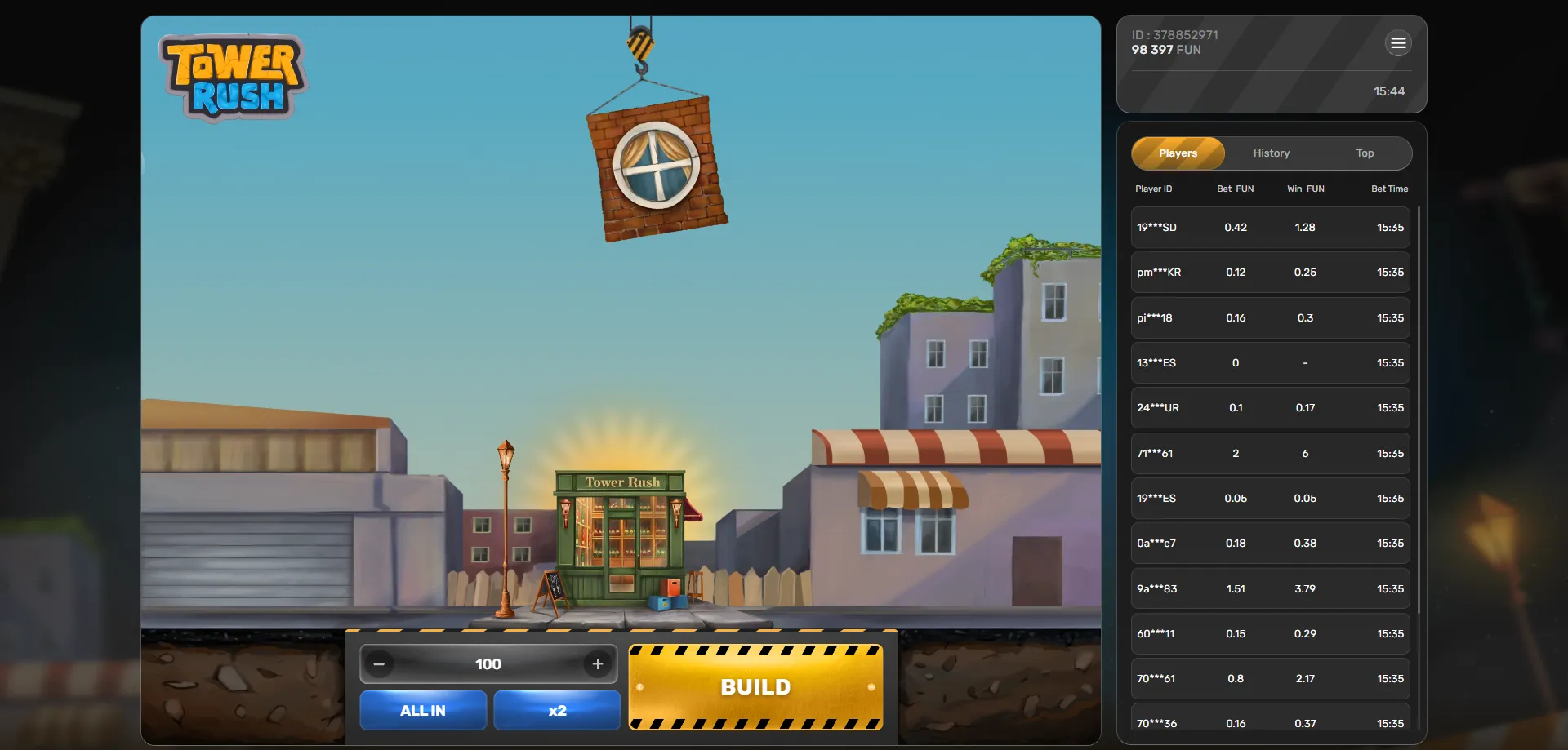 How to register and start playing Tower Rush online casino game